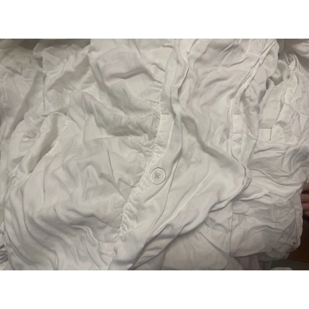 Pottery Barn Tencel Lyocell RUFFLE Duvet Cover King California White